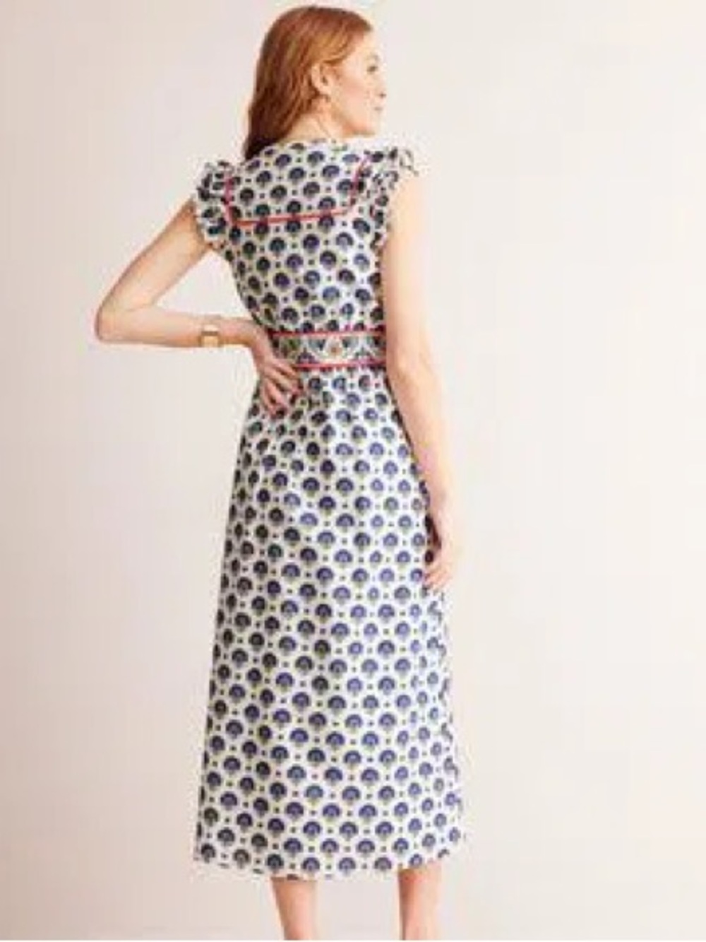 Boden Frill Embroidered Midi Dress - Picture 2 of 7